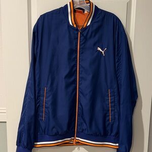 Puma Men's Blue Jacket with Orange Accents size Large